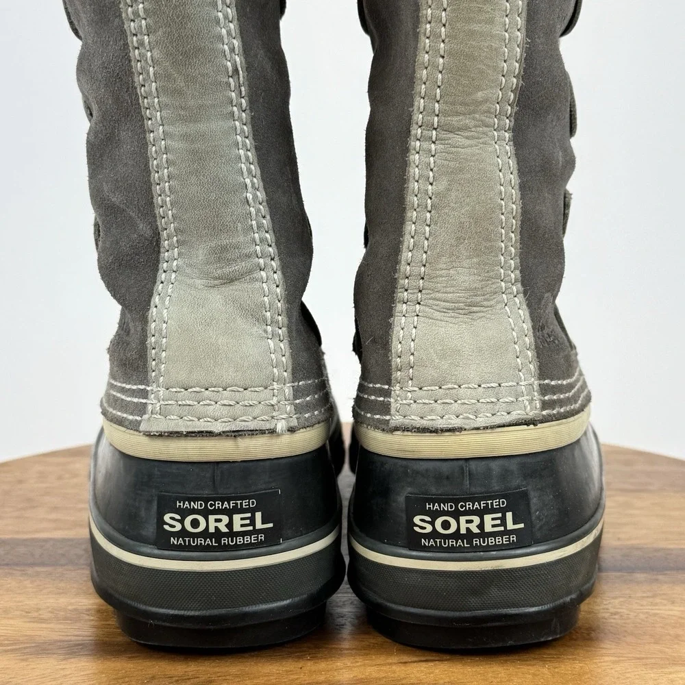 Womens Sorel Joan of Arctic Faux Fur Gray Leather Waterproof Snow Boots Size 7 M